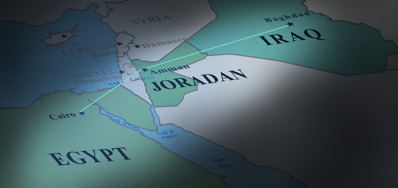 Egypt, Joradan and Iraq's Map